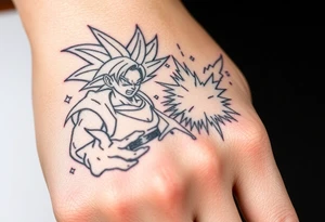 legendary dragonball z scene with energy aura and power effects tattoo idea