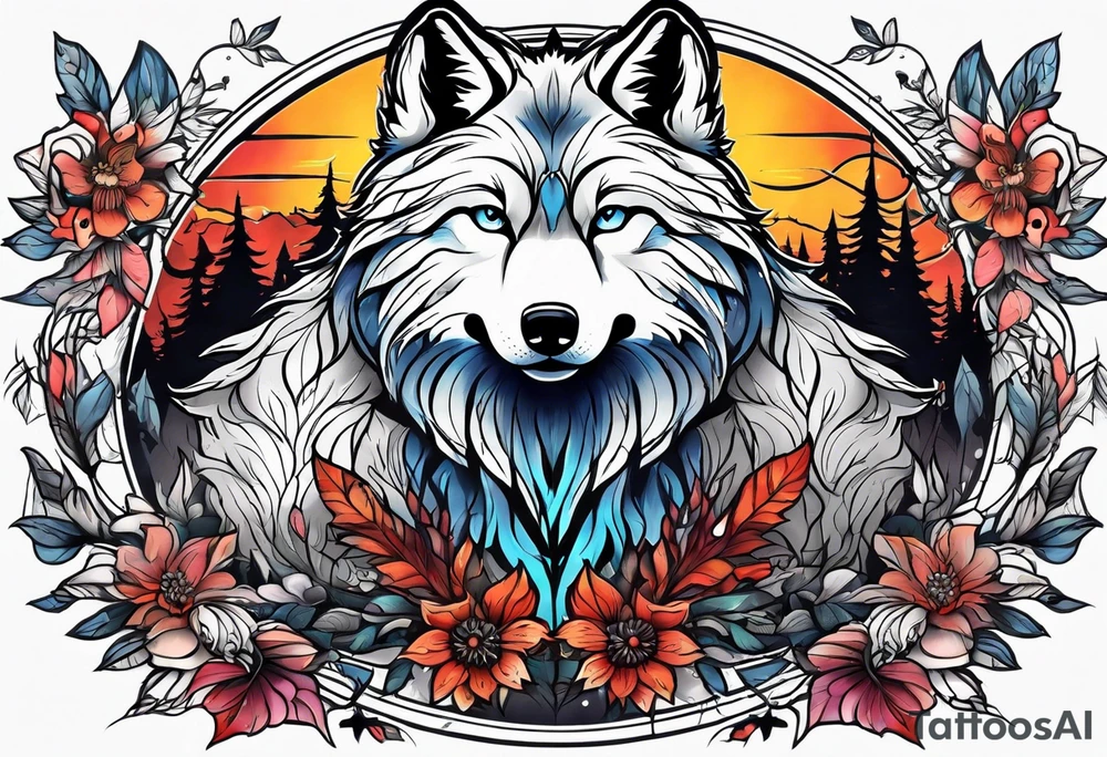 Wolves in nature tattoo idea