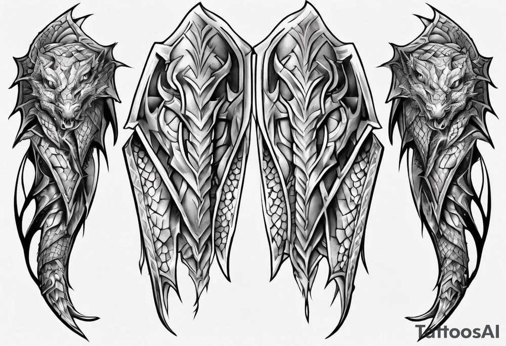 Dragon Leg armor symmetrical tattoo idea