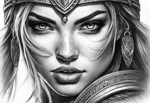 Realistic warrior girl tattoo idea