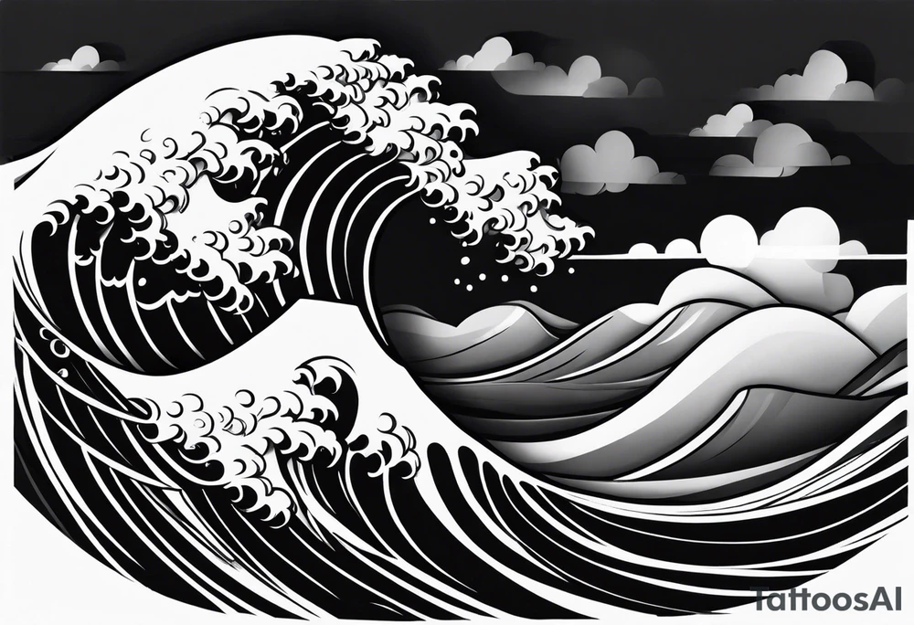 Waves sea beach sky for whole arm sleeve tattoo idea