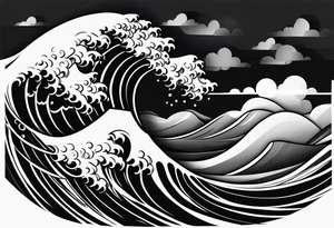 Waves sea beach sky for whole arm sleeve tattoo idea