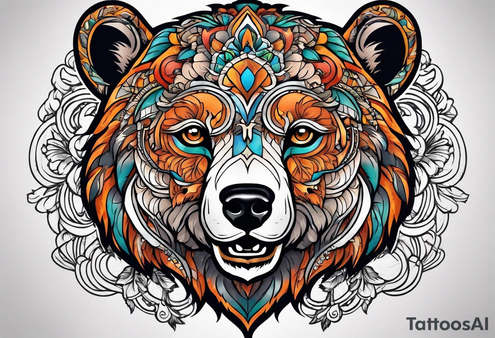 Bear head tattoo idea