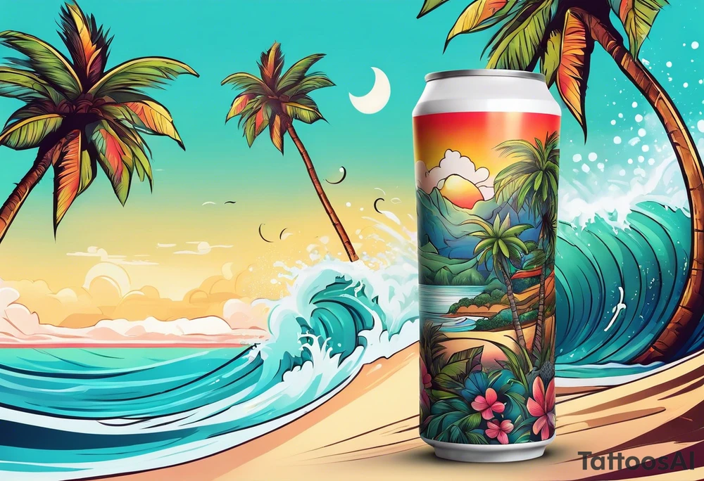 palm tree sleeve tattoo idea