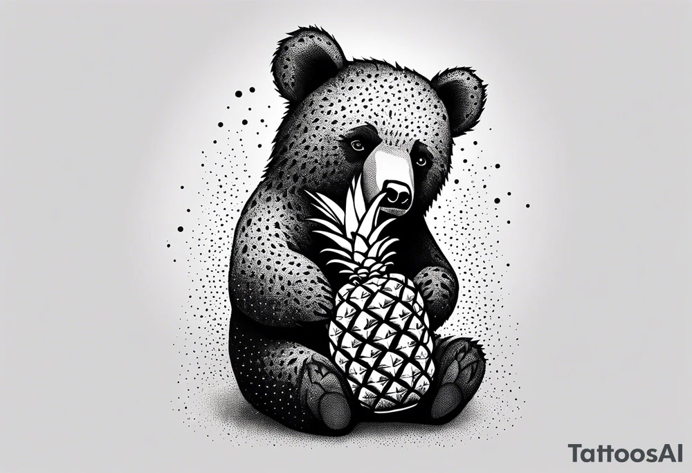 Bear hugging pineapple tattoo idea