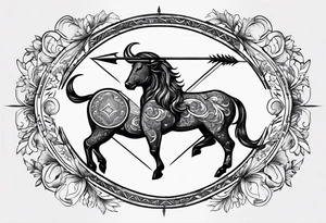 Half Taurus symbol Half Gemini symbol, split down the middle by an arrow. Astrology tattoo idea
