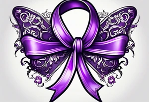 small purple cancer ribbon tattoo idea