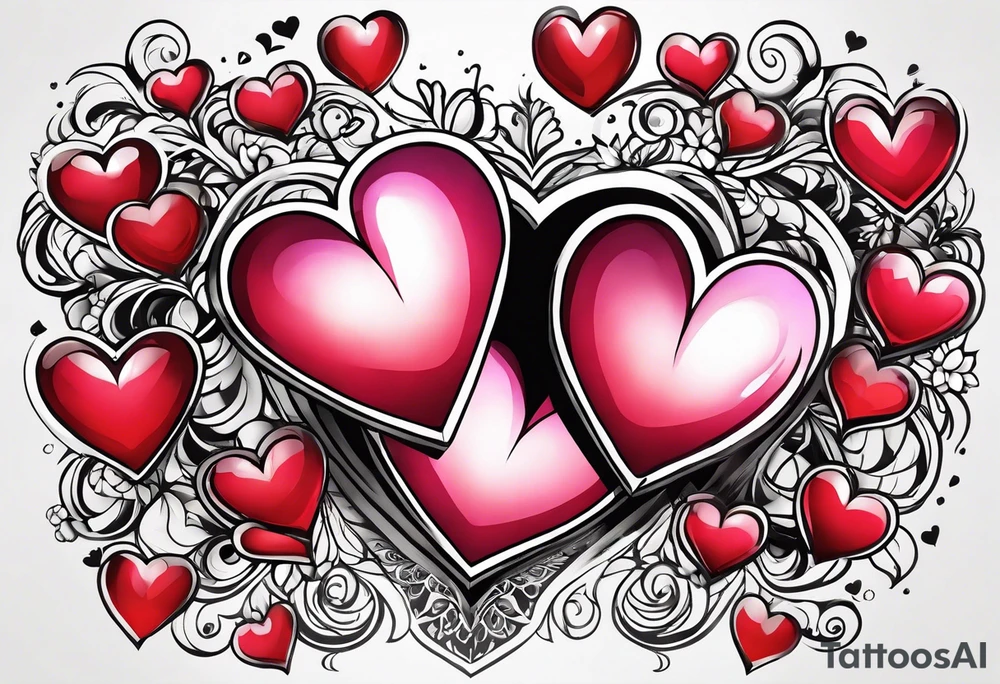 Hearts with NCJB and dog paws tattoo idea