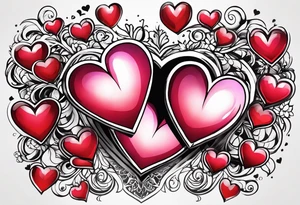 Hearts with NCJB and dog paws tattoo idea