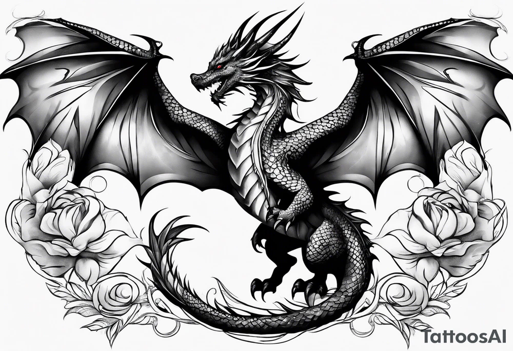 Dragon wings on back tattoo idea