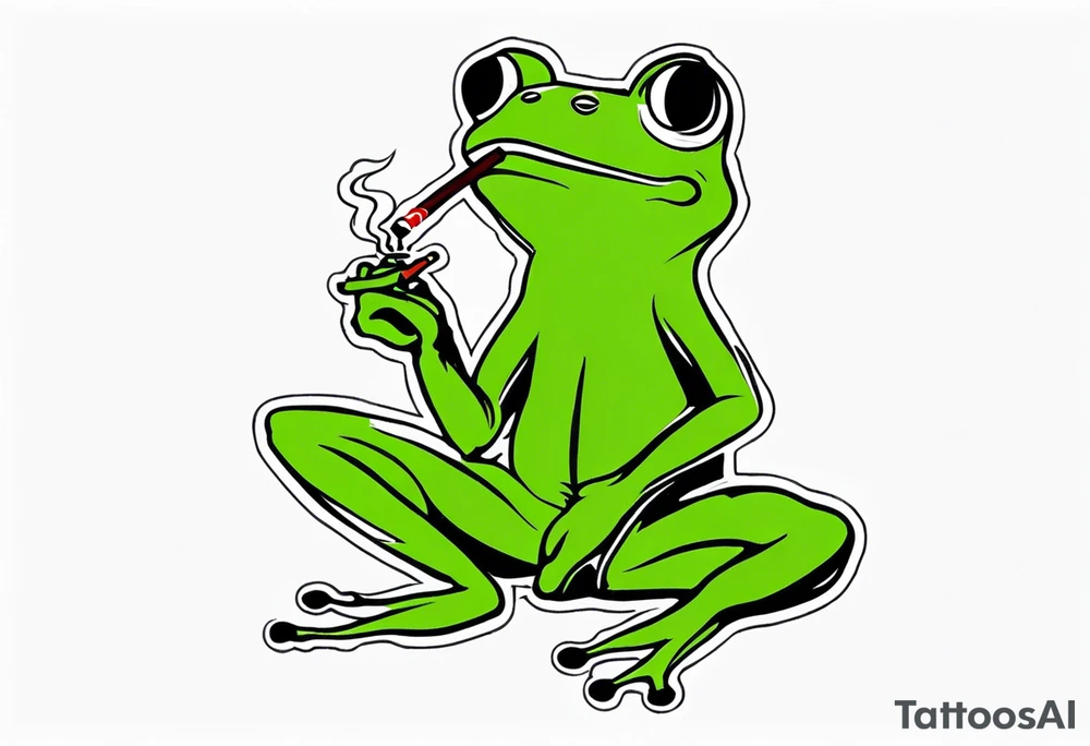 frog smoking a cigarette tattoo idea