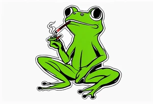 frog smoking a cigarette tattoo idea