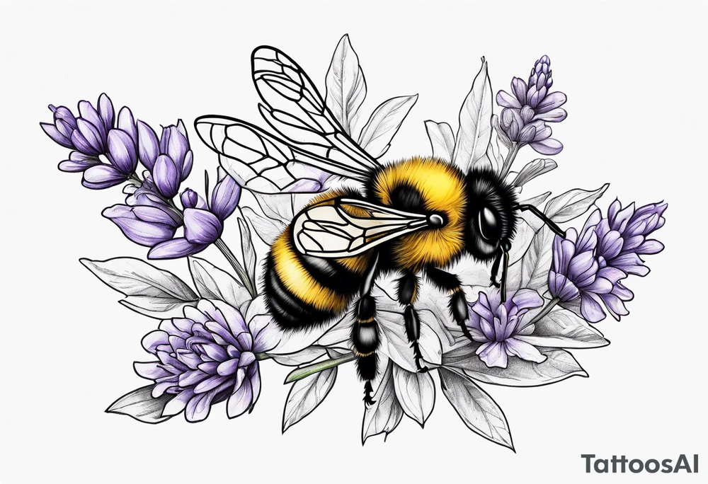 Lavender sprig with bumblebee tattoo idea