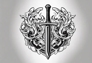 Valhalla sword shield fire tattoo idea