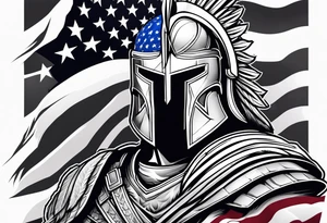 Spartan with American flag eagle tattoo idea