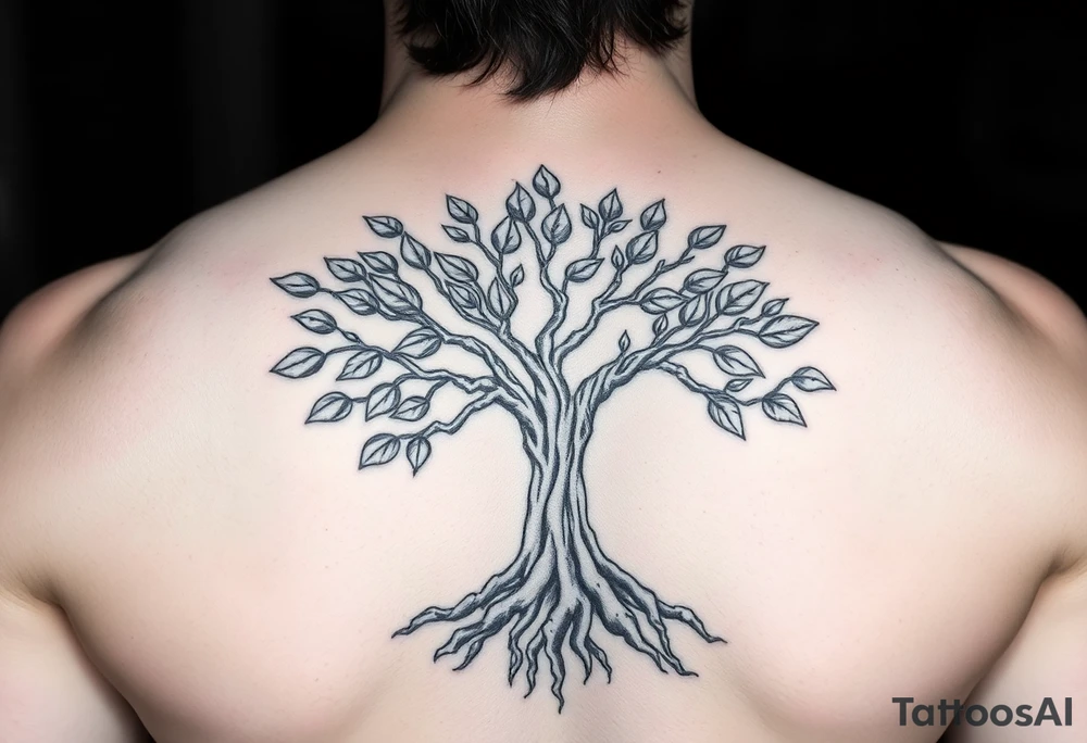 Tree of life some leaves with expansive roots 
Vintage looking Celtic feel tattoo idea