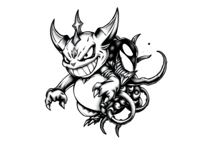 GENGAR FROM POKÉMON AND VENOM FROM MARVEL FUSION tattoo idea