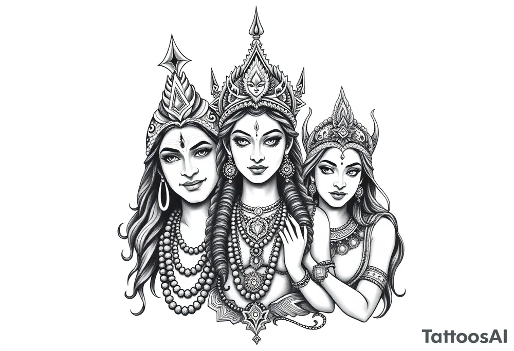 Lord Shiva, Godess Kali, Godess Lilith Together tattoo idea