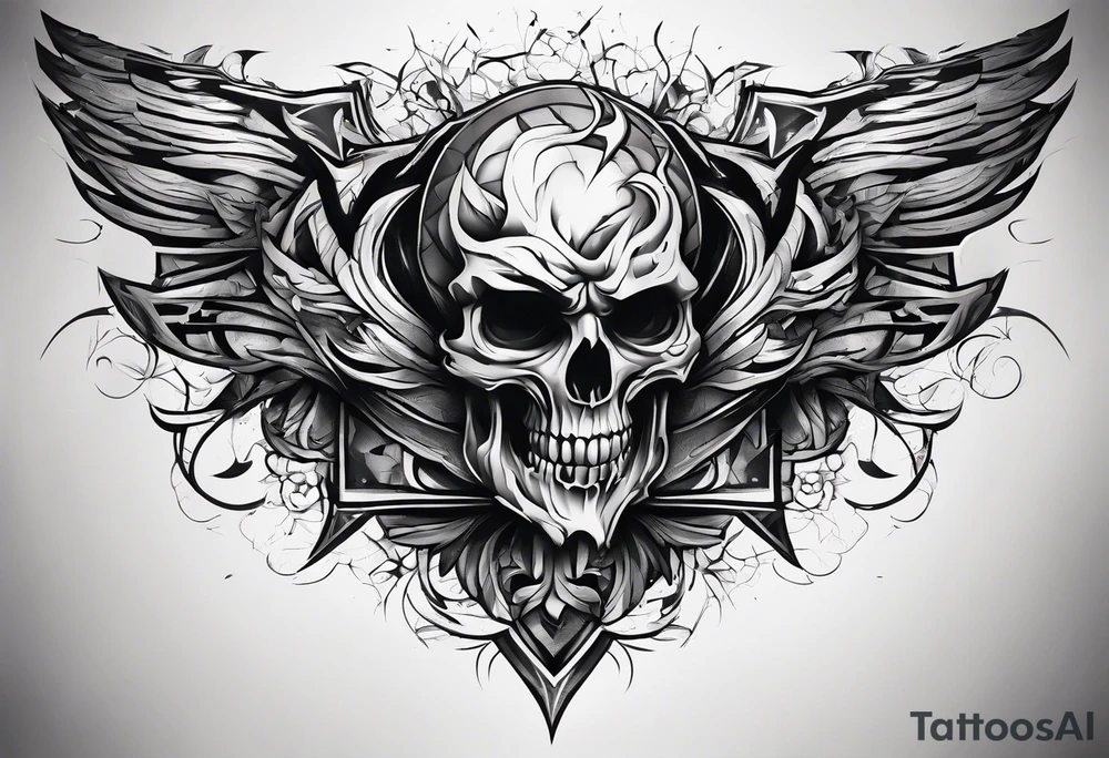 extreme fragmented twisted bone anger pain on elbow tattoo idea