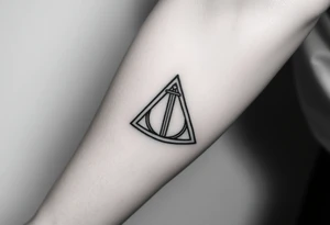 deathly hallows symbol from harry potter with a sword in the middle tattoo idea