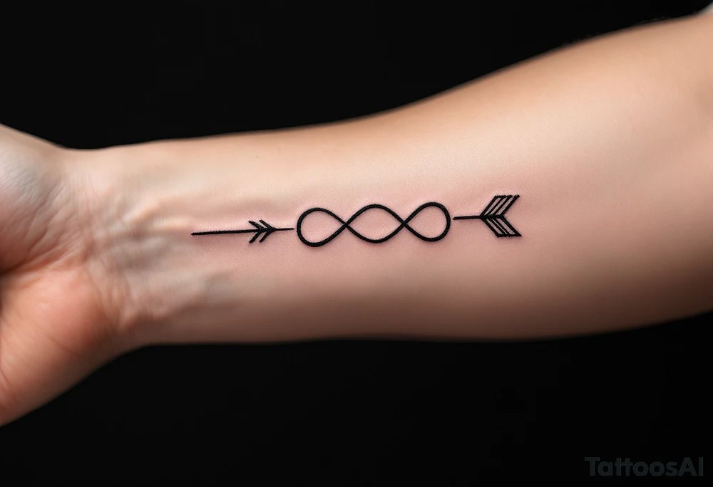 An arrow looping into an infinity symbol tattoo idea