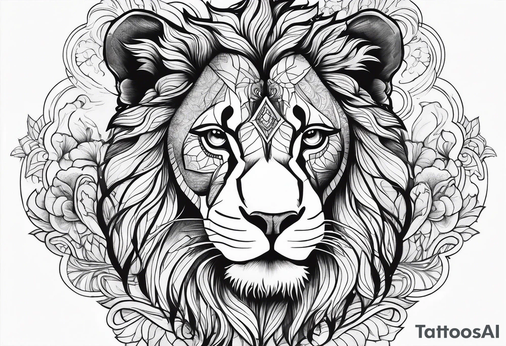 Female Lion with two cubs tattoo idea