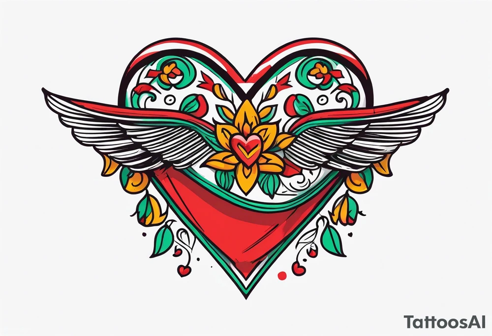 Mexican style tattoo, La pistola y corazón tattoo idea