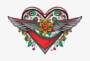 Mexican style tattoo, La pistola y corazón tattoo idea