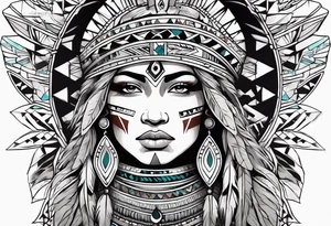 Wrap around arm band with native American style and Aquarius theme tattoo idea