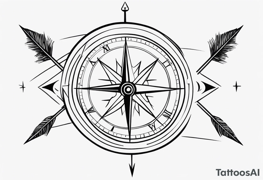 Very Simple tattoo combining elements of darkness, time, arrows or compasses. It should take only an hour to finish. tattoo idea