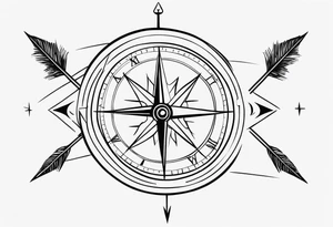 Very Simple tattoo combining elements of darkness, time, arrows or compasses. It should take only an hour to finish. tattoo idea