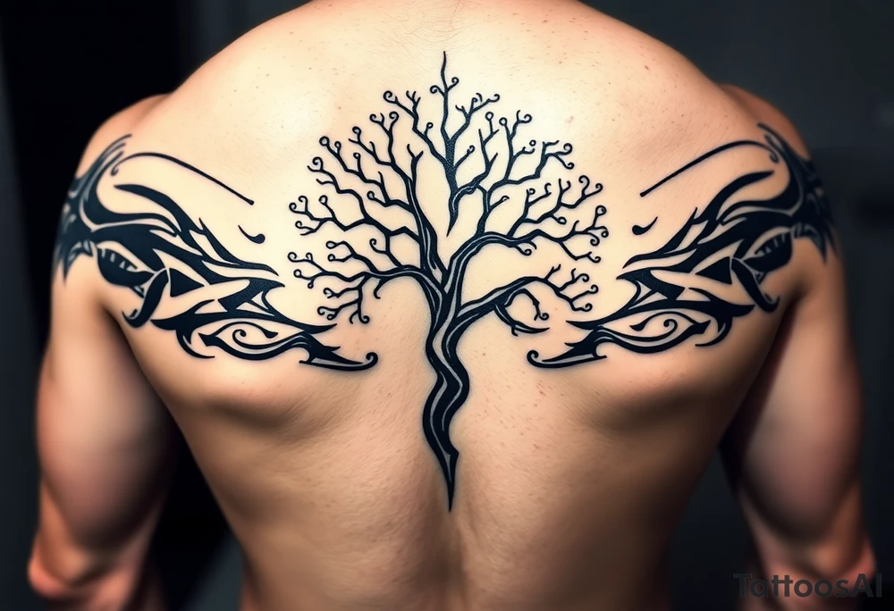 Tree moving in a spiral direction tattoo idea