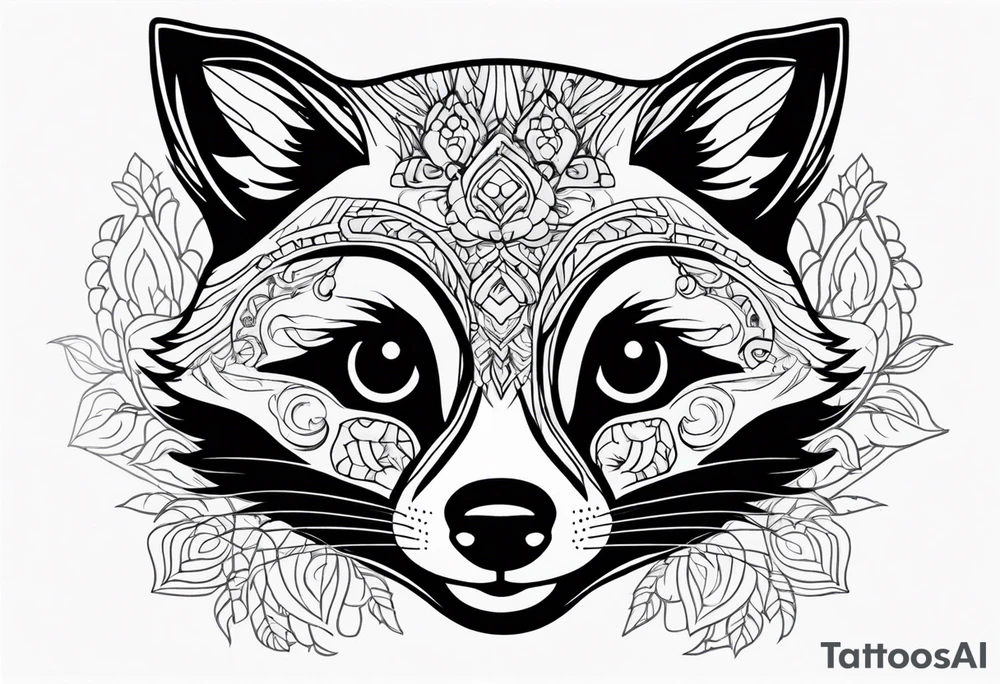 Cute raccoon with a mask tattoo idea