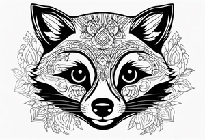 Cute raccoon with a mask tattoo idea