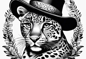 baby leopard walking with a hat tattoo idea