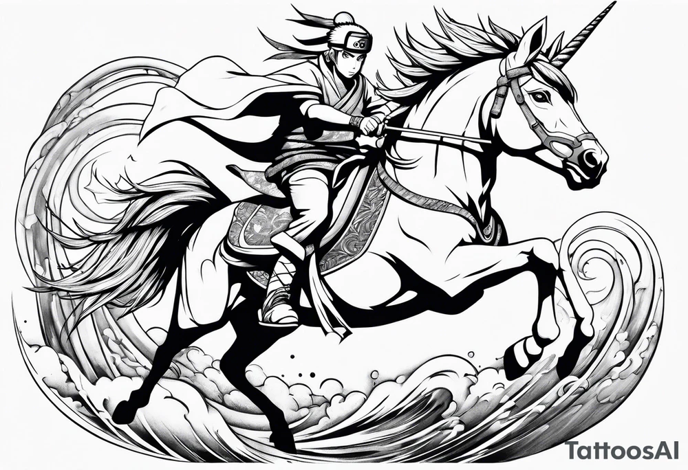 naruto riding a unicorn tattoo idea