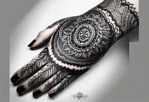 Elbow length black lace glove tattoo idea