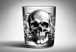 Whiskey glass with skull icecube tattoo idea