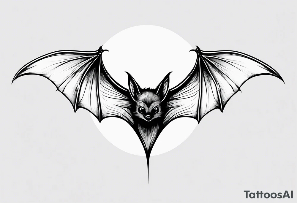 tall skinny bat minimal detail tattoo idea