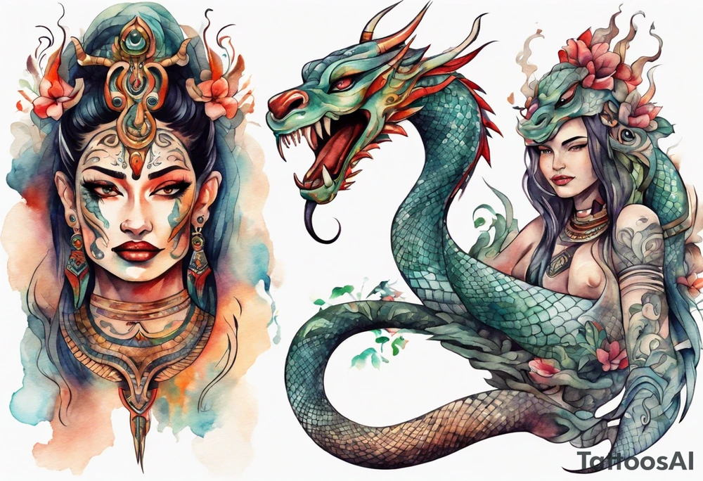 a Naga with a woman's face tattoo idea