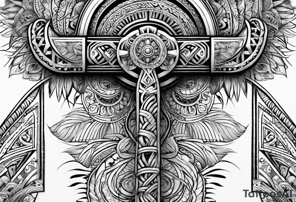 ankh mixed maori for whole arm tattoo idea