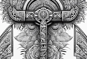 ankh mixed maori for whole arm tattoo idea