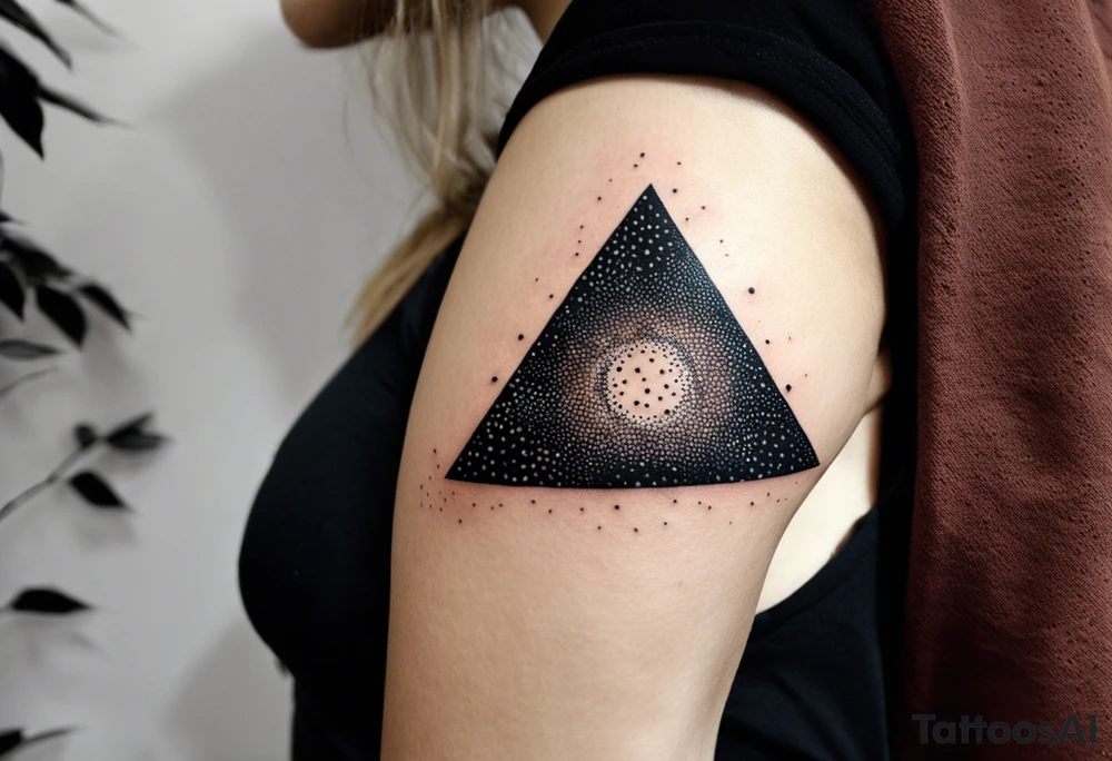 Triángulos fractales, con círculo concéntrico en varios niveles dentro del triangulo fragmentado y que el lado izquierdo sea igual que el derecho pero en dirección contraria tattoo idea