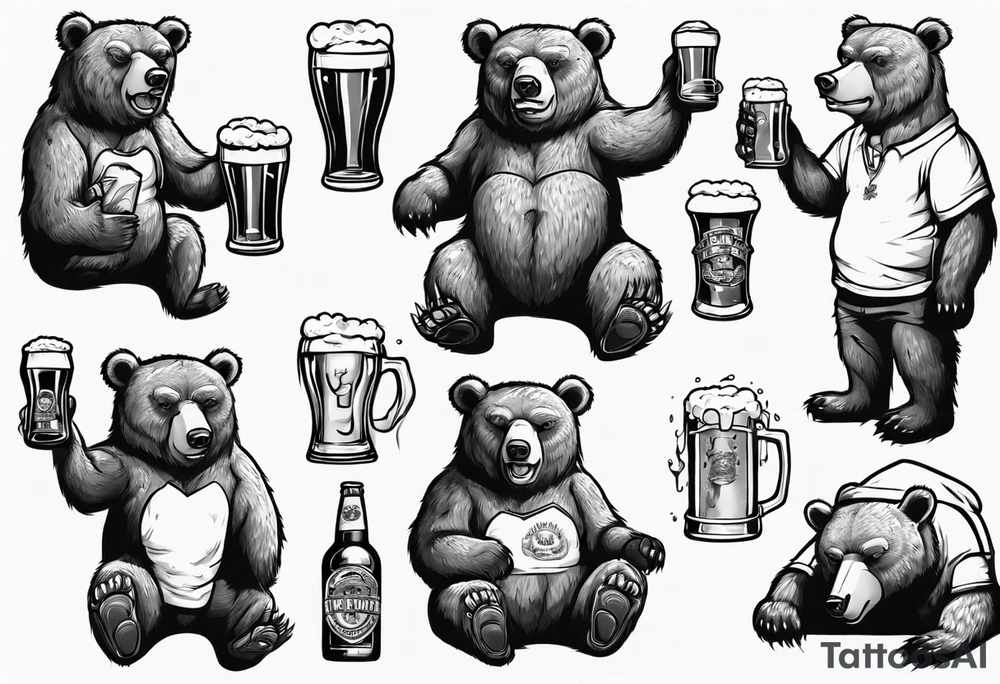 bear with a beer tattoo idea