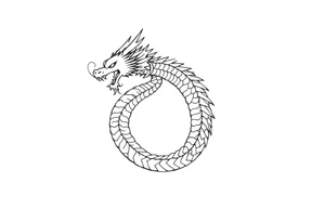 Beautiful asian dragon in the shape of an ouroboros eating its own tail tattoo idea