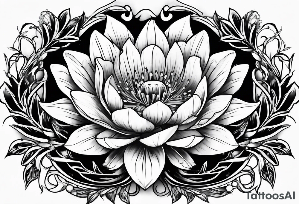 neo traditional foliage tattoo idea