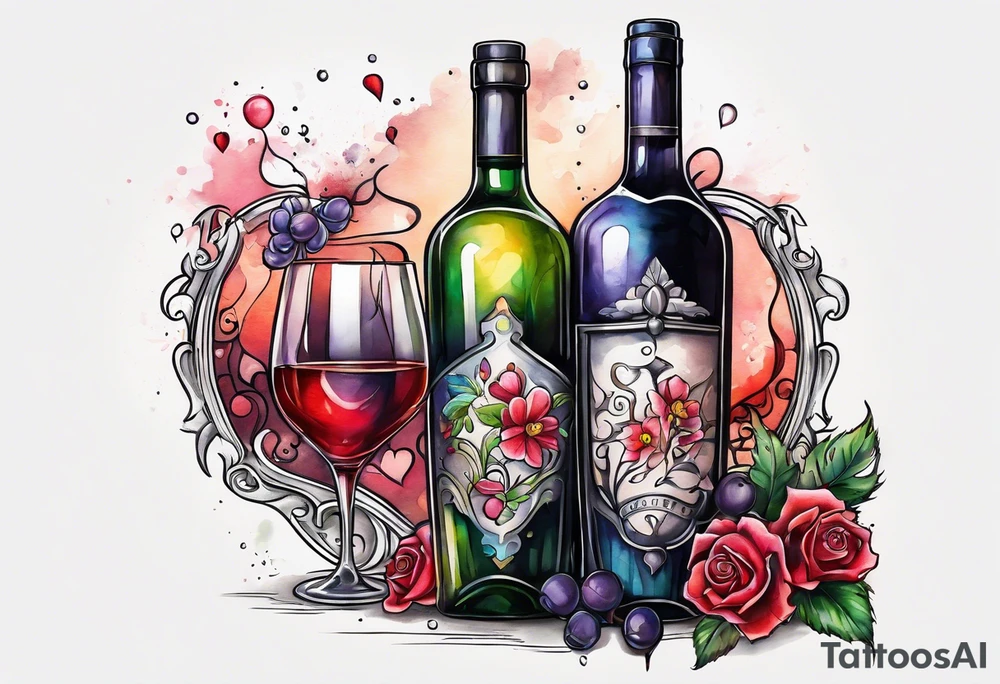 Love spilling out of an uncorked bottle tattoo idea