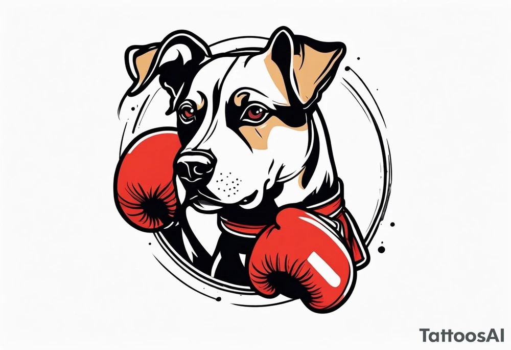 Dog wearing boxing gloves tattoo idea