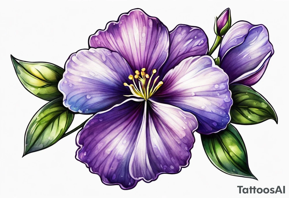Small Violet flower with stem tattoo idea
