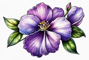 Small Violet flower with stem tattoo idea